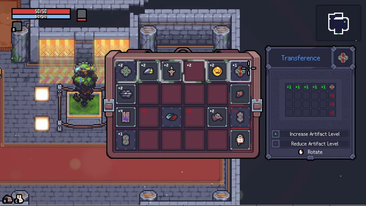 Sephiria Transference panel with options to increase or reduce artifact level and rotate